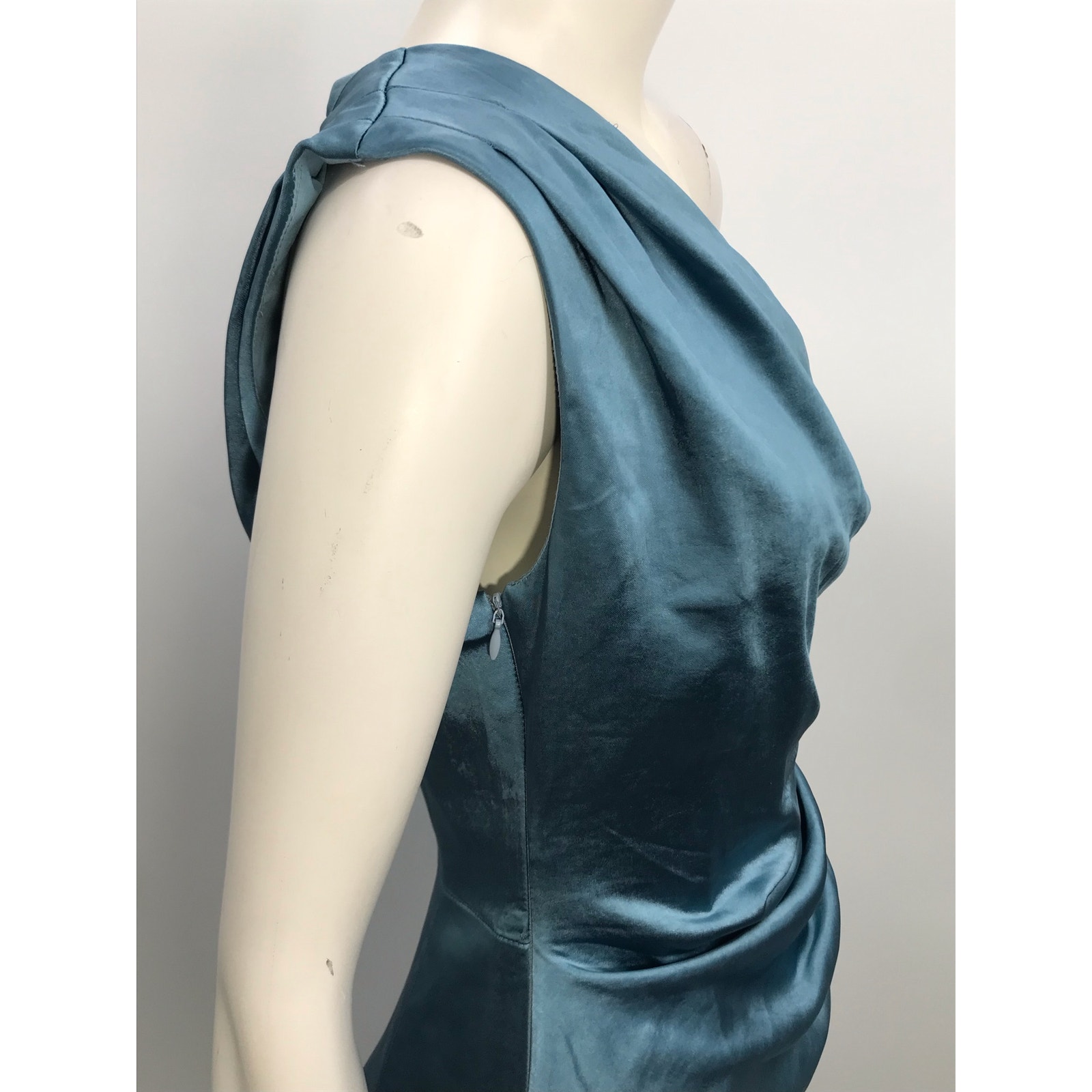 Rosedress Blue One Shoulder High Slit Satin Cocktail Party Dress Womens S — image 7 of 8